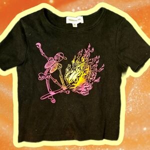 Obey Women'ss Black Tee with Vibrant Graphic